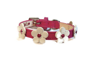 Ellie flower leather dog collar by Around the Collar. 