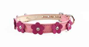 Ellie Flower Crystal Leather Dog Collar - Around The Collar NY