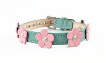 Load image into Gallery viewer, Ellie Flower Crystal Leather Dog Collar - Around The Collar NY