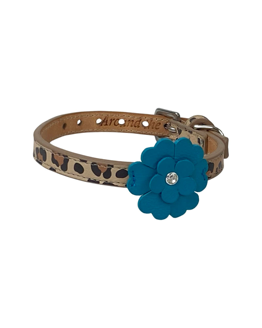 EMMA Single Flower Leather Dog Collar