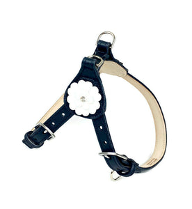 Emma Leather Flower Step In Harness with Crystal on Flower