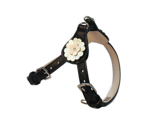 Emma Leather Flower Step In Harness with Crystal on Flower