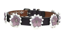 Load image into Gallery viewer, Penelope Leather Dog Collar with Crystal on Flower - Around The Collar NY
