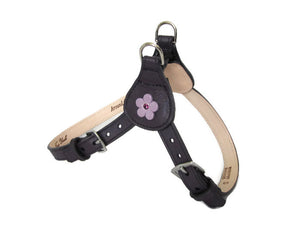 Ellie Flower Leather Dog Step-In Harness - Around The Collar NY