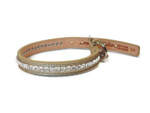 Load image into Gallery viewer, HOPEE Leather Dog Collar with Single Row of Square Crystals Close Together