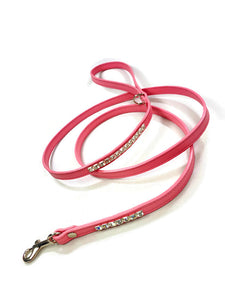 HOPEE Leather Dog Leash w-Square Crystals Close Together