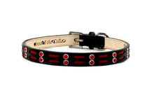 Load image into Gallery viewer, Huck Leather Dog Collar with Double Row Inserts &amp; Double Row Swarovski Crystals - Around The Collar NY