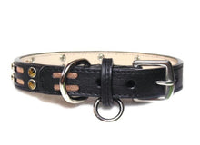 Load image into Gallery viewer, Huck Leather Dog Collar with Double Row Inserts &amp; Double Row Swarovski Crystals - Around The Collar NY