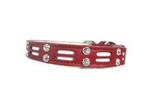 Load image into Gallery viewer, Huck Leather Dog Collar with Double Row Inserts &amp; Double Row Swarovski Crystals - Around The Collar NY