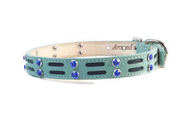 Load image into Gallery viewer, Huck Leather Dog Collar with Double Row Inserts &amp; Double Row Swarovski Crystals - Around The Collar NY