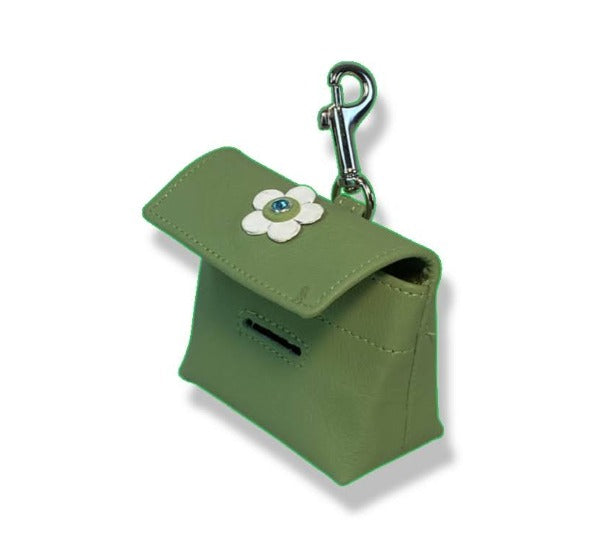 Riley leather flower poop bag holder