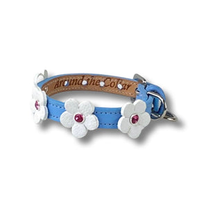 Ellie Leather Dog Collar with Crystal on Flower