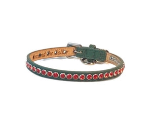Shanti kelly green leather dog collar 