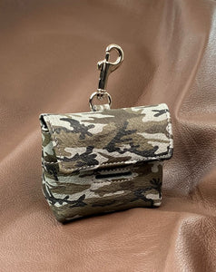 Classic Camouflage Leather Poop Bag Holder - Around The Collar NY