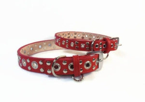 Jaxon Leather Collar with Nickel Eyelet & Stud Cluster - Around The Collar NY