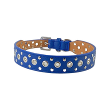 Load image into Gallery viewer, Jaxon Wider Leather Dog Collar w-Eyelet &amp; Stud Nickel Cluster