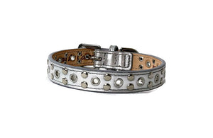 Jaxon Leather Dog Collar with Nickel Eyelet & Stud Cluster