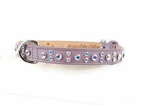 Leah Leather Dog Collar Cluster with Small Crystals on Edge. Medium down center - Around The Collar NY