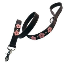 Load image into Gallery viewer, Ellie 5 Flower Leather Leash with Crystals on Flower and Leash - Around The Collar NY