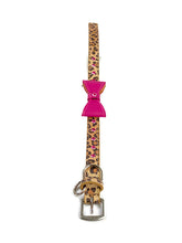 Load image into Gallery viewer, Brie Small or Medium Size Bow Leather Collar with Austrian Crystals on Collar &amp; Loop