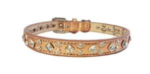 Lexus Leather Crystal Cluster Dog Collar - Around The Collar NY