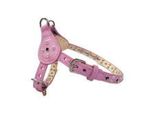 Load image into Gallery viewer, Stella Leather Step-In Dog Harness with 2 Tone Crystal Cluster on Straps &amp; Side Tabs