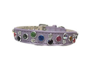 Stacy Rainbow Multi Cluster Jeweled Leather Dog Collar - Around The Collar NY