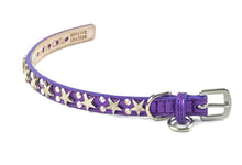 Load image into Gallery viewer, Lincoln Leather Dog Collar with Nickel Stars and Swarovski Jewel Cluster - Around The Collar NY