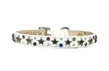 Load image into Gallery viewer, Lincoln Leather Dog Collar with Nickel Stars and Swarovski Jewel Cluster - Around The Collar NY