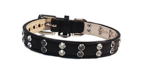 Load image into Gallery viewer, Kaufie Leather Dog Collar w-Double Row Crystals