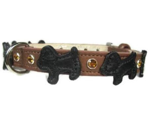 Malka Crystal Leather Dog Collar - Around The Collar NY