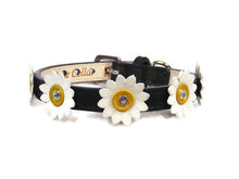 Load image into Gallery viewer, Maci Leather Flower Collar with Swarovski Crystal on Flower - Around The Collar NY