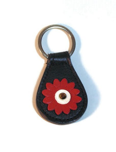 Maci Leather Flower Key FOB - Around The Collar NY