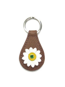 Maci Leather Flower Key FOB - Around The Collar NY
