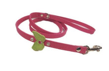 Load image into Gallery viewer, Magenta and Mint leather butterfly dog leash by Around the Collar