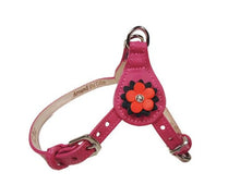 Load image into Gallery viewer, Penelope Flower Leather  Dog Step-In Harness with Swarovski Crystal on Flower - Around The Collar NY