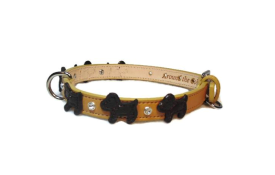 Malka Crystal Leather Dog Collar