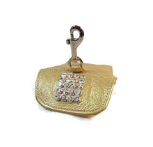 Load image into Gallery viewer, Macky leather poop bag holder with 5 rows crystals - Around The Collar NY