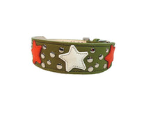 Load image into Gallery viewer, Breck Wider Leather Dog Collar with Star and Nickel Stud Cluster - Around The Collar NY