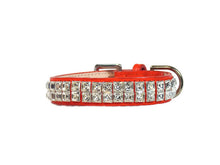 Load image into Gallery viewer, Ryan Leather Collar with Double Row Closely Spaced Square Swarovski Crystals - Around The Collar NY