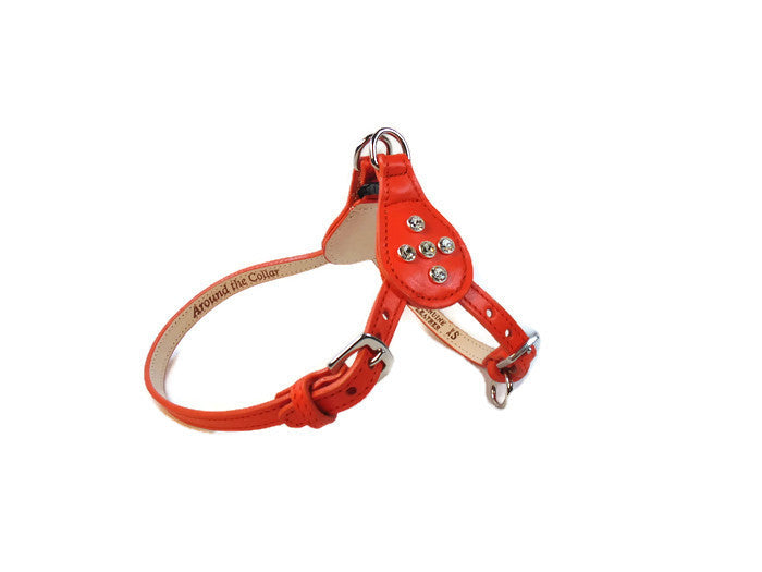 Brie Leather Step In Harness with Swarovski Crystals on Side Tabs - Around The Collar NY