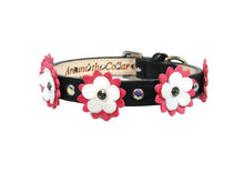 Load image into Gallery viewer, Penelope flower leather dog collar by Around the Collar
