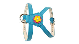 Penelope Flower Leather K Harness with Swarovski Crystal on Flower - Around The Collar NY