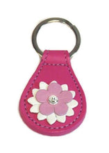 Load image into Gallery viewer, Penelope Flower Leather Key FOB with Swarovski Crystal on Flower - Around The Collar NY