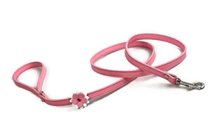 Pink Tulip Penelope dog leash with white and rose crystal by Around the Collar