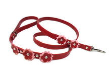 Load image into Gallery viewer, Penelope Flower Leather Dog Leash with 5 Flowers and Crystals on Flower &amp; Strap