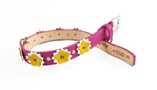 Load image into Gallery viewer, Penelope Flower Leather Dog Collar with Crystals on Flower &amp; Collar Product vendor
