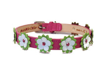 Load image into Gallery viewer, Penelope Leather Dog Collar with Crystal on Flower - Around The Collar NY