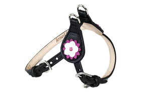 Penelope Flower Leather  Dog Step-In Harness with Austrian Crystal on Flower Product vendor