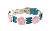 Load image into Gallery viewer, Penelope Leather Dog Collar with Crystal on Flower - Around The Collar NY